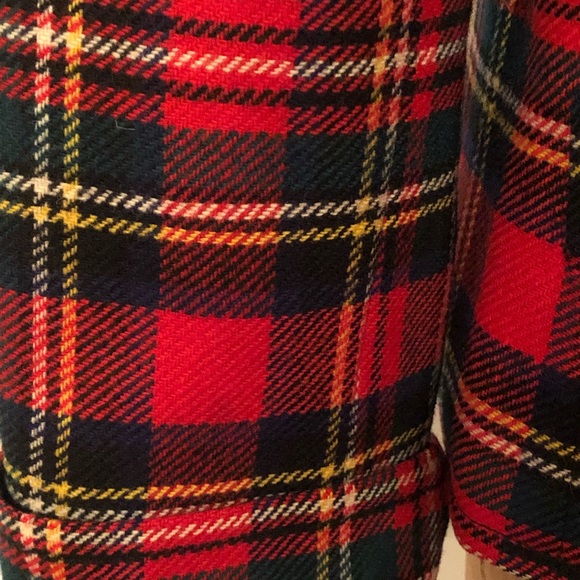 Vintage Yves Saint Laurent plaid wool jacket red fitted with shoulder pads 40 - Picture 4 of 8